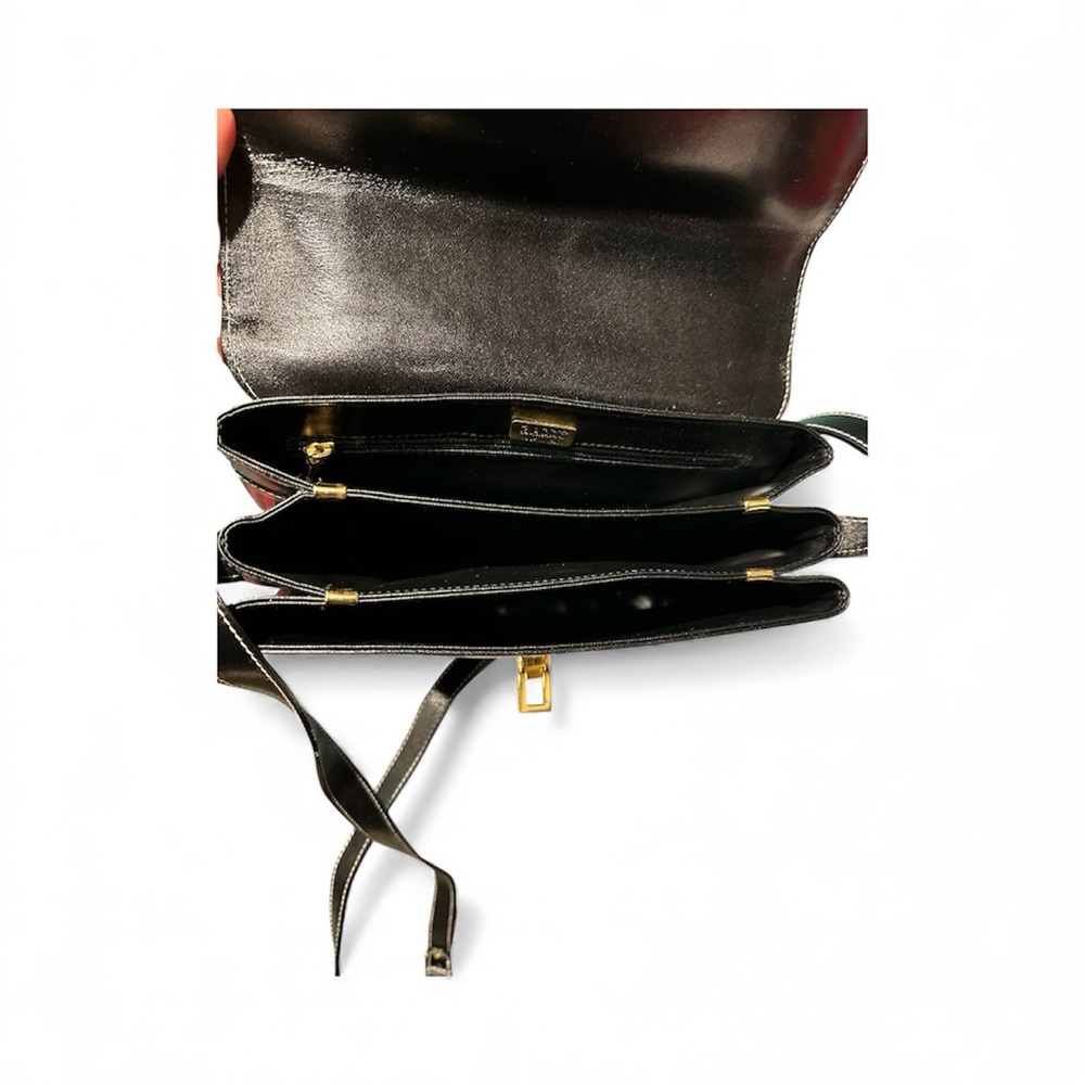 Bally Ollam Black Leather shoulder Bag with gold hardware•Vintage•80s•Italy - Picture 7 of 10